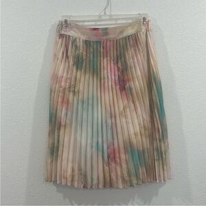 EUC PM Worthington cream watercolor bleated midi skirt